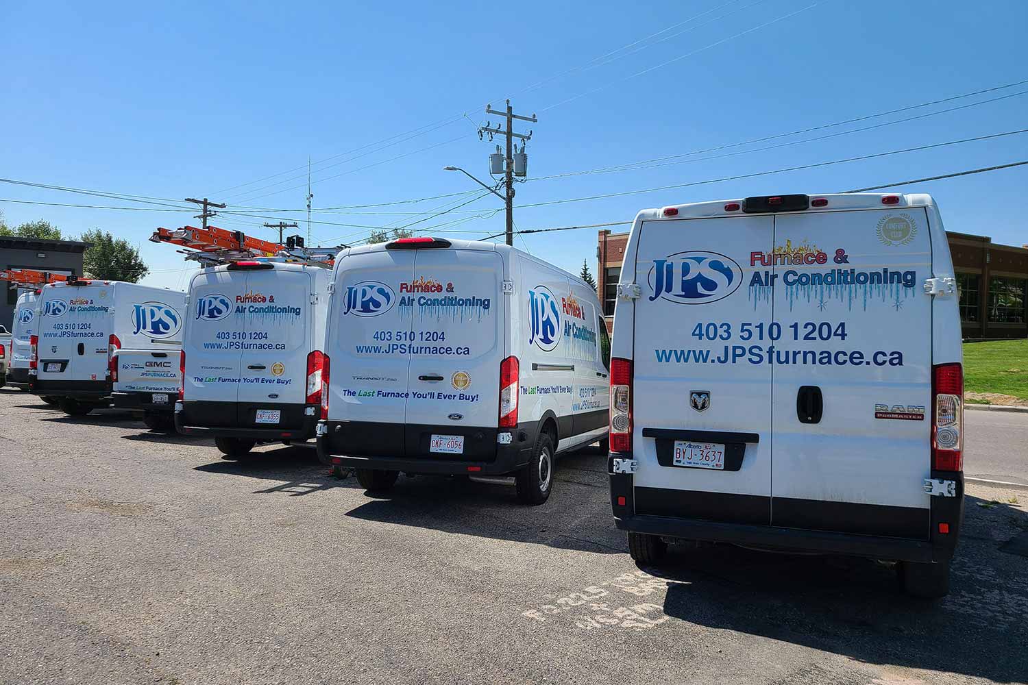 JPS Furnace & Air Conditioning service vehicles in Calgary